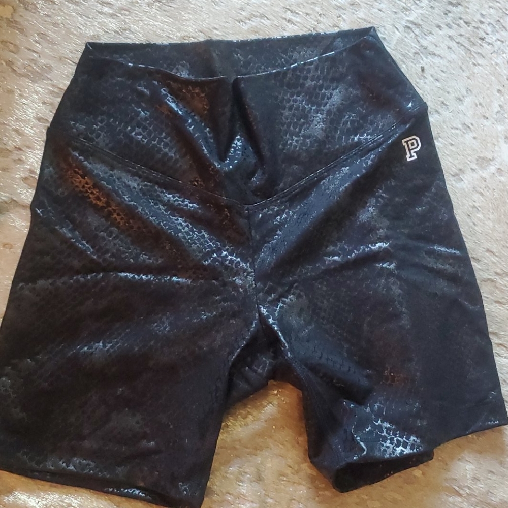 Pink victoria secret black snakeskin shorts